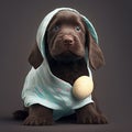 cute puppy baby dog with Easter eggs and Easter outfit AI Generated