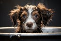 Cute puppy bath time wet fur, splashes, and absolute adorableness