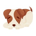 Cute spotted puppy is sleeping. Vector illustration on white background.