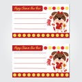 Cute puppy with Chinese firecrackers vector cartoon illustration for Chinese New Year card design