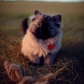 cute puppy in the countryside field