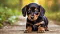 Cute puppy dachshund close-up. Generative AI Royalty Free Stock Photo