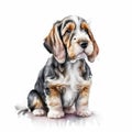 Cute Puppy - Dachshund sitting on white background Generative AI Generative AI Royalty Free Stock Photo