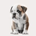 Cute puppy dog breed english bulldog isolated on white close-up, Royalty Free Stock Photo