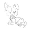 Cute puppy dog outline coloring page for kids animal coloring page cartoon vector illustration Royalty Free Stock Photo