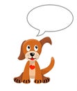 Cute puppy with empty speech bubble, isolated, illustration Royalty Free Stock Photo