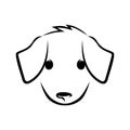 Cute puppy face outline on white