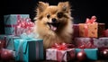 Cute puppy in gift box brings joy and love generated by AI