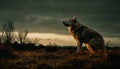 A cute puppy howling at the sunset, alertness in nature generated by AI Royalty Free Stock Photo