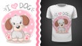 Cute puppy - idea for print t-shirt. Royalty Free Stock Photo
