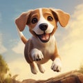 Cute Puppy Jumping On Rocks - Kevin Hill Style Animation
