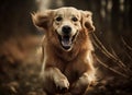 Cute puppy playing in meadow, wet nose generated by AI Royalty Free Stock Photo