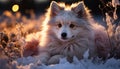 Cute puppy playing in the snow, enjoying the winter season generated by AI Royalty Free Stock Photo