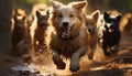 A cute puppy playing in the water, enjoying the outdoors generated by AI Royalty Free Stock Photo