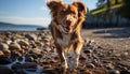 Cute puppy playing in the water, enjoying the summer outdoors generated by AI Royalty Free Stock Photo