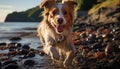 Cute puppy playing in water, enjoying summer vacations outdoors generated by AI Royalty Free Stock Photo