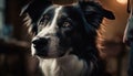 Cute puppy portrait Border Collie and Australian Shepherd sitting outdoors generated by AI