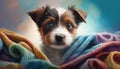 Cute puppy portrait Small purebred Papillon dog ,generative AI