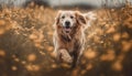 Cute puppy running in meadow, enjoying nature generated by AI Royalty Free Stock Photo