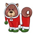 Cute puppy in Santa Claus costume for holiday invitation, Christmas party or New year greeting card, poster, banner, website, nurs