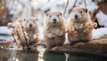 Cute puppy sitting in grass, eating, looking at camera generated by AI Royalty Free Stock Photo