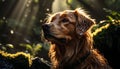 Cute puppy sitting in the grass, enjoying the summer sun generated by AI Royalty Free Stock Photo