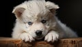 Cute puppy sitting, looking at camera, fluffy, playful, purebred dog generated by AI Royalty Free Stock Photo