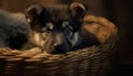 Cute puppy sitting outdoors, looking at camera with fluffy fur generated by AI Royalty Free Stock Photo