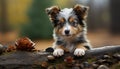 Cute puppy sitting outdoors, looking at camera, playful and fluffy generated by AI Royalty Free Stock Photo