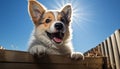 Cute puppy sitting outdoors, looking at camera, purebred dog generated by AI Royalty Free Stock Photo