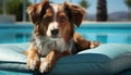 Cute puppy sitting outdoors, looking at camera, purebred dog generated by AI Royalty Free Stock Photo