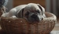 Cute puppy sleeping, small bulldog resting, eyes closed, comfortable and relaxed generated by AI Royalty Free Stock Photo