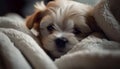 Cute puppy, small and fluffy, looking at camera, playful and charming generated by AI