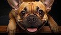 Cute puppy, small French Bulldog, sitting, looking at camera generated by AI