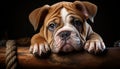 Cute puppy, small and wrinkled, looking at camera generated by AI