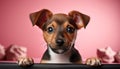 Cute puppy staring, small and playful, a furry lap dog generated by AI Royalty Free Stock Photo