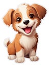 Cute Puppy Stickers: Super Cute Character Vinyl Sticker with White Border on White Background AI Generated