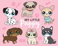 Cute Puppy Vector Illustration Collection Royalty Free Stock Photo