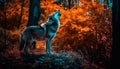 Cute puppy walking in autumn forest generated by AI Royalty Free Stock Photo