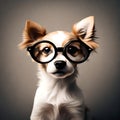 Cute puppy wearing glasses - ai generated image