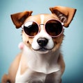 Cute puppy wearing glasses - ai generated image Royalty Free Stock Photo