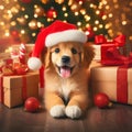 cute puppy wearing a santa hat Royalty Free Stock Photo