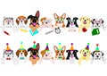 Cute pups border set, party and school Royalty Free Stock Photo