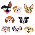 Cute pups face with eyeglasses set set