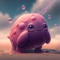 A cute purple blob character. Created with Generative AI