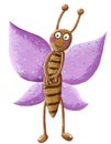 Cute purple butterfly standing and smiling