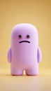Cute purple character with a sad expression on a yellow background Royalty Free Stock Photo
