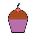 Cute purple cupcake cartoon