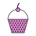 Cute purple cupcake cartoon