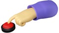 A Cute Purple 3D Pushing A Button Hand